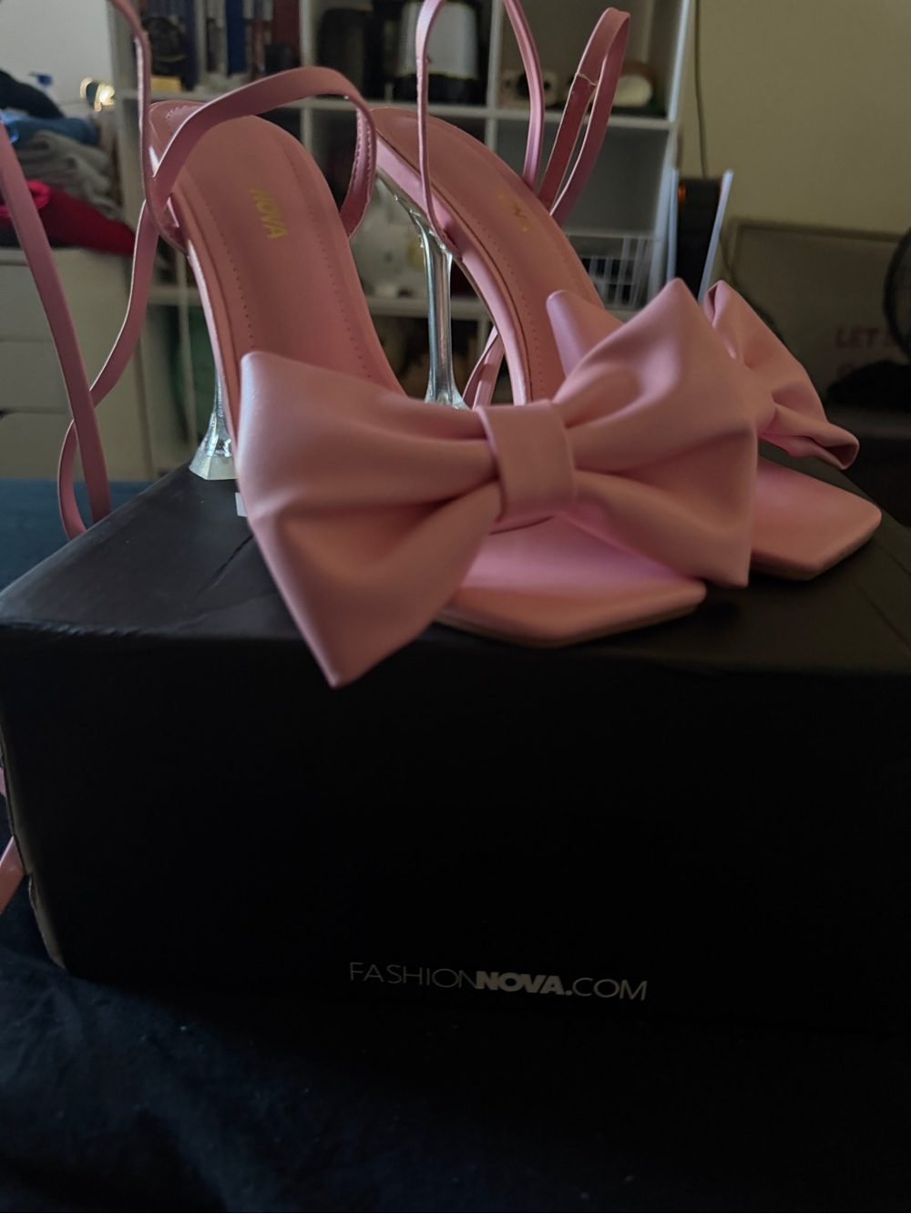 Fashion Nova Blush Pink Bow Stiletto Sandals